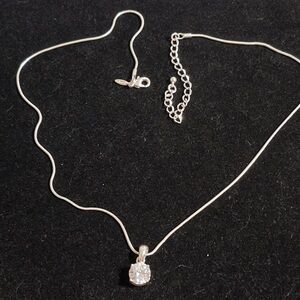 Avon Silver Necklace with Crystal Pendant